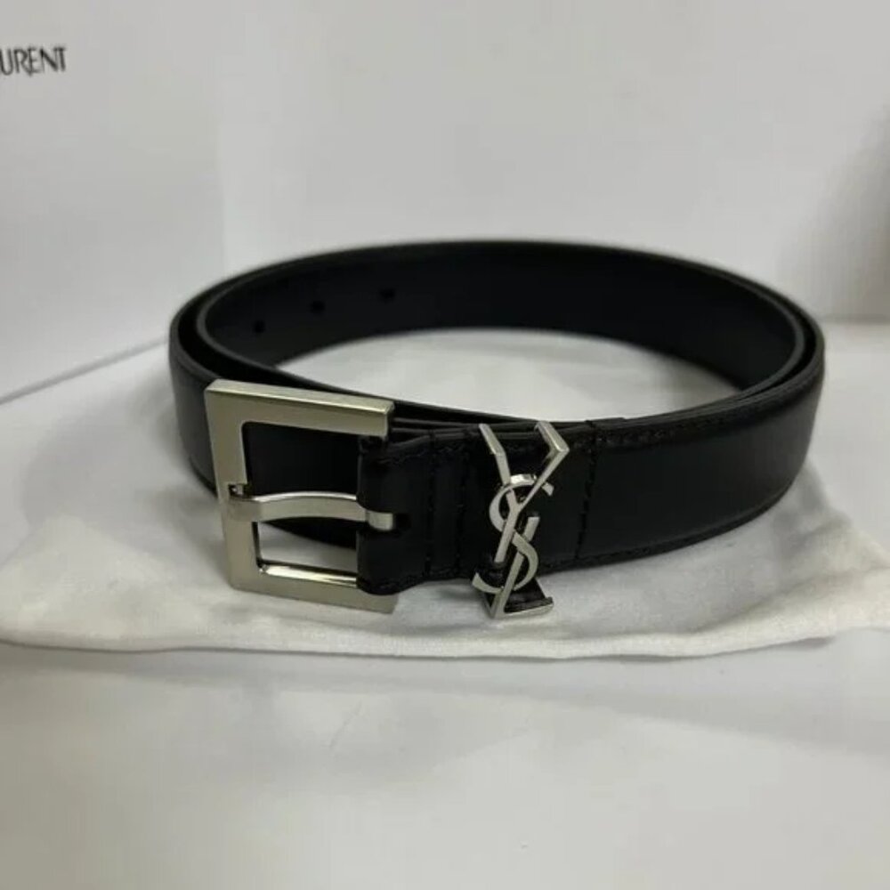 Saint Laurent YSL Black Leather Belt